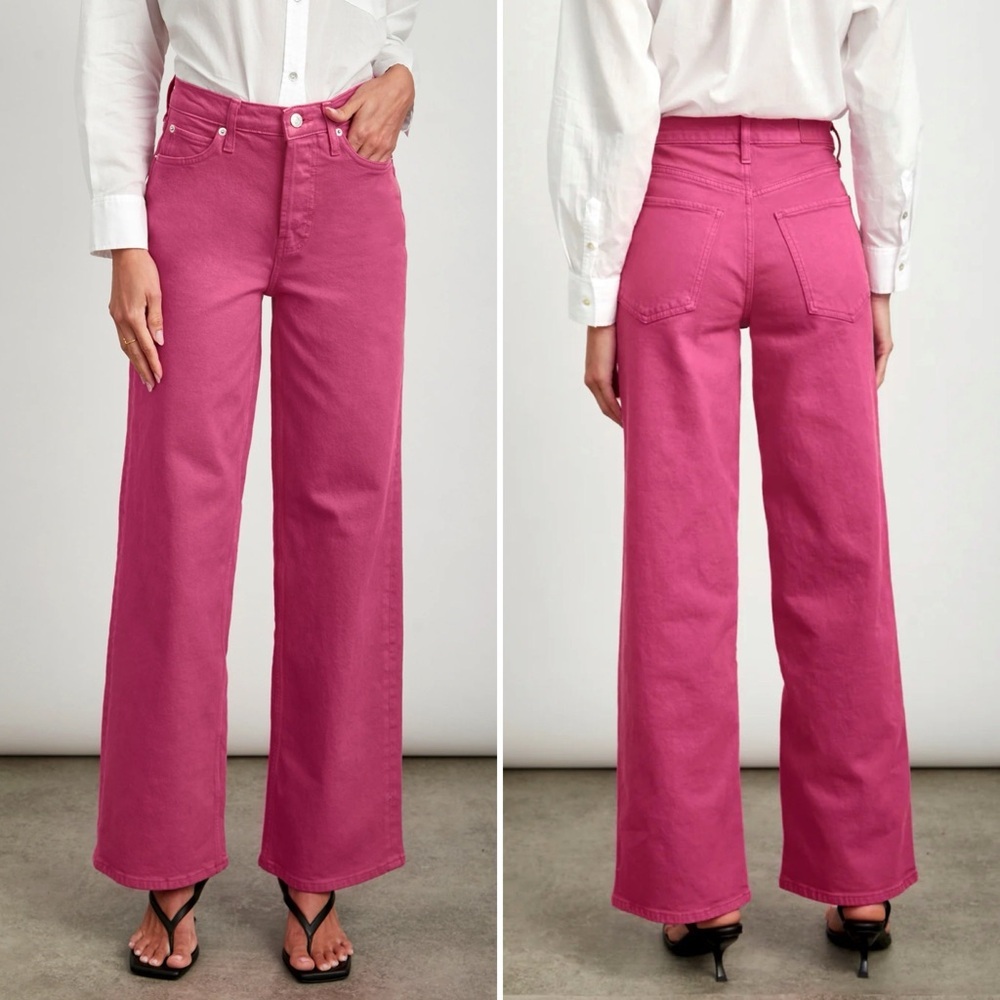 Rails Getty High Rise Wide Leg Jeans 29 Hibiscus bright pink denim pants